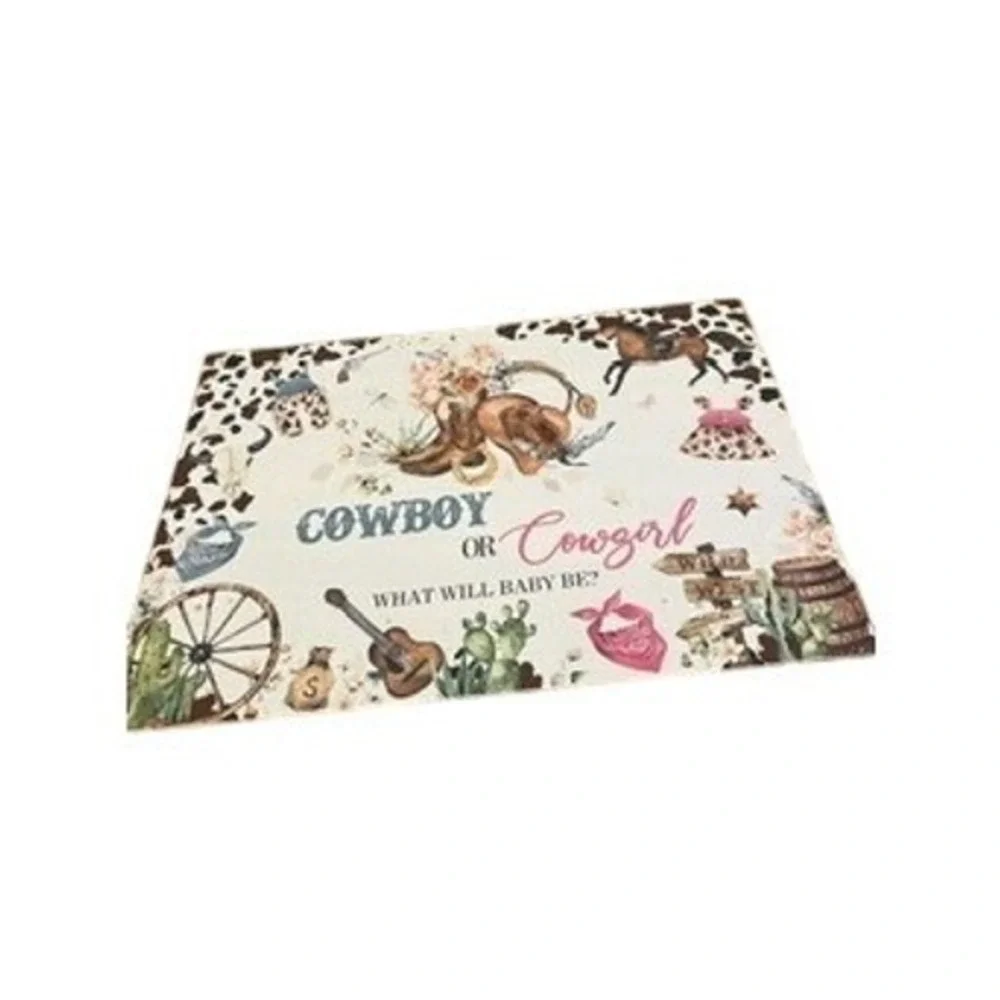 Cowboy or Cowgirl Gender Reveal Backdrop Western Wild West‎ Party Banner 82x59